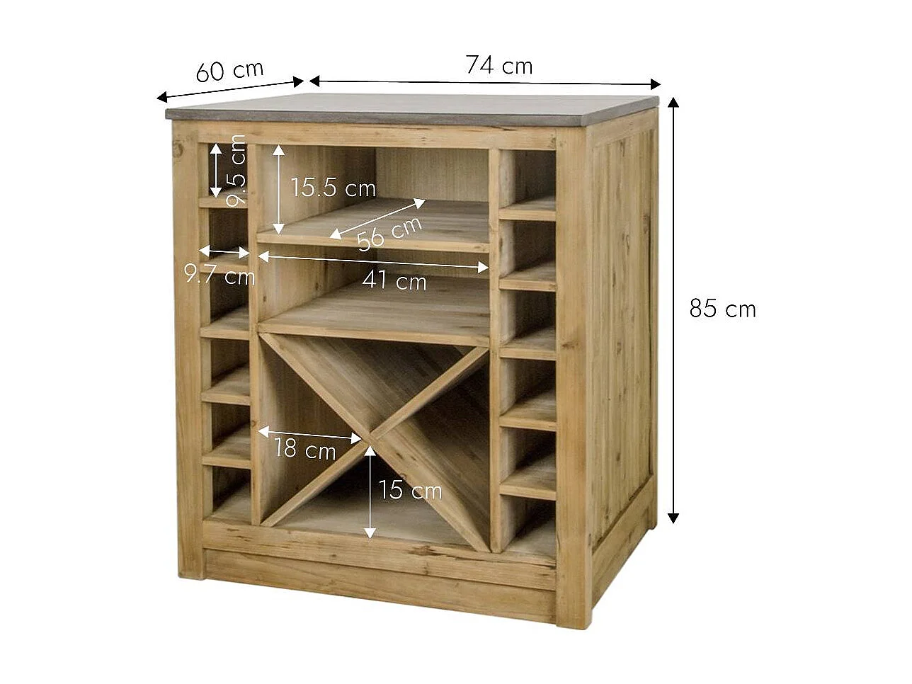 Meuble bas de cuisine range-bouteilles Champêtre