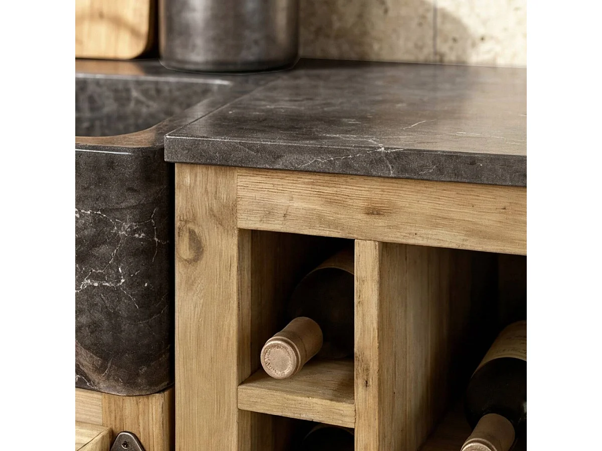 Meuble bas de cuisine range-bouteilles Champêtre