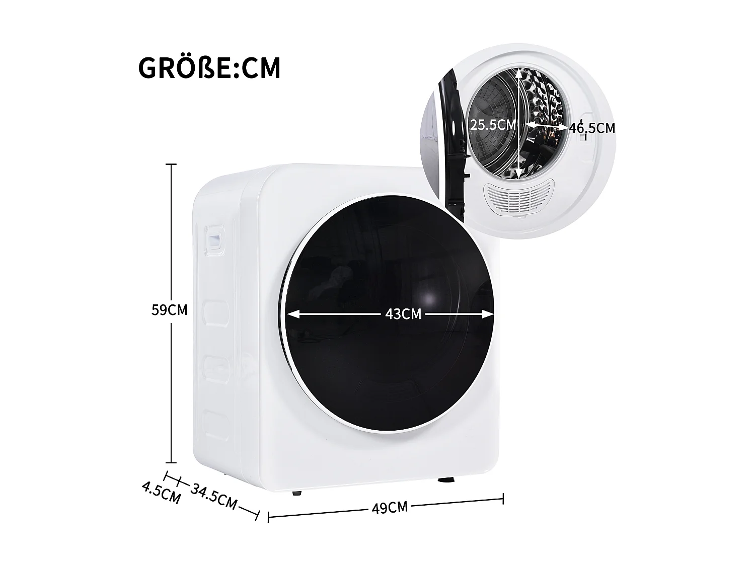 Sèche-linge blanc avec Triple filtration - peut être fixation murale- 5 programmes