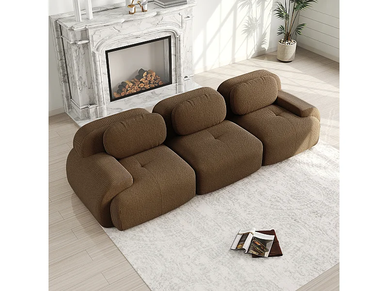 3-zits corduroy bank - Geen montage nodig - Bruin