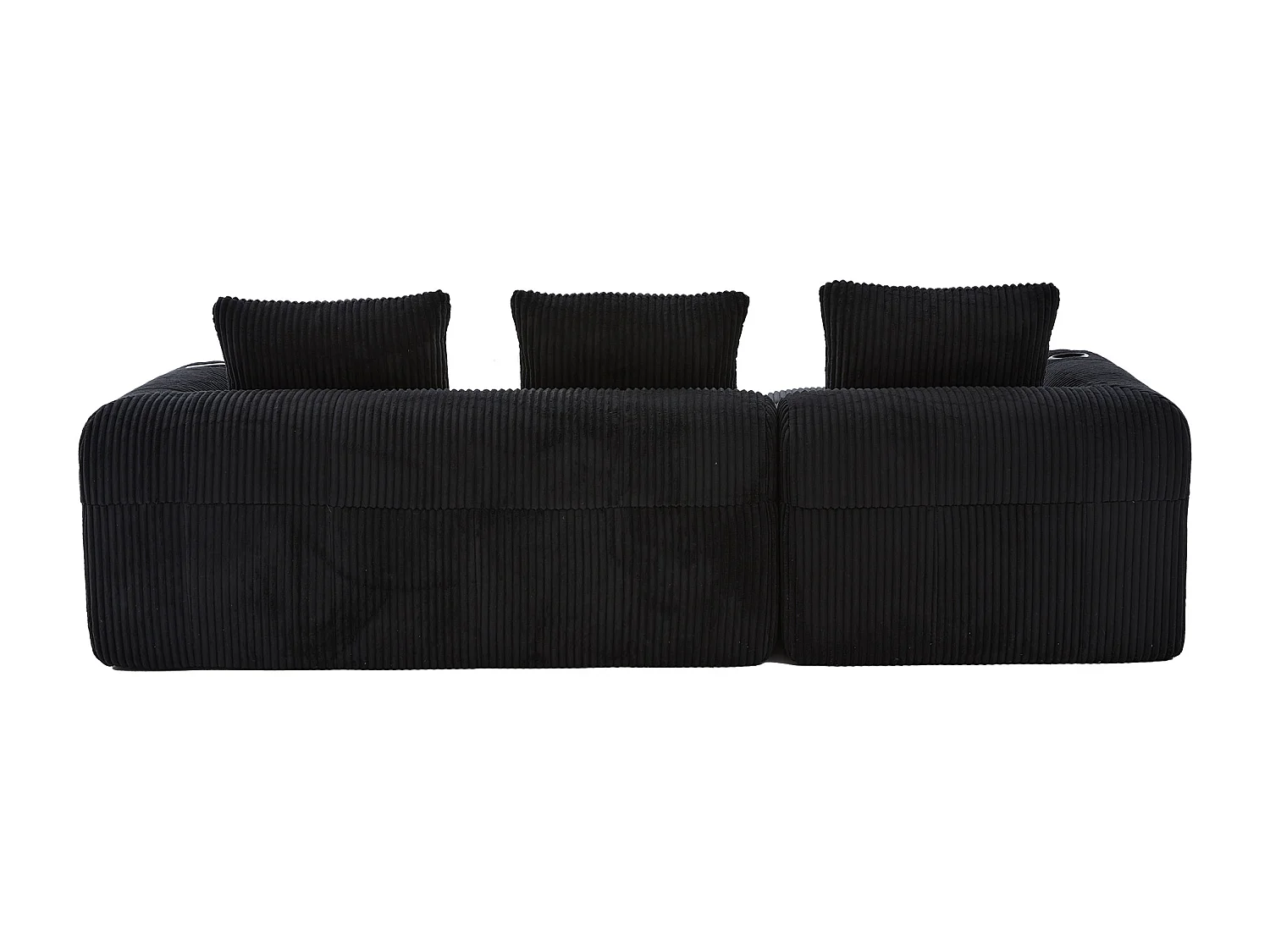 Divano in velluto a coste a 4 posti - 3 cuscini e tasca laterale - Nero