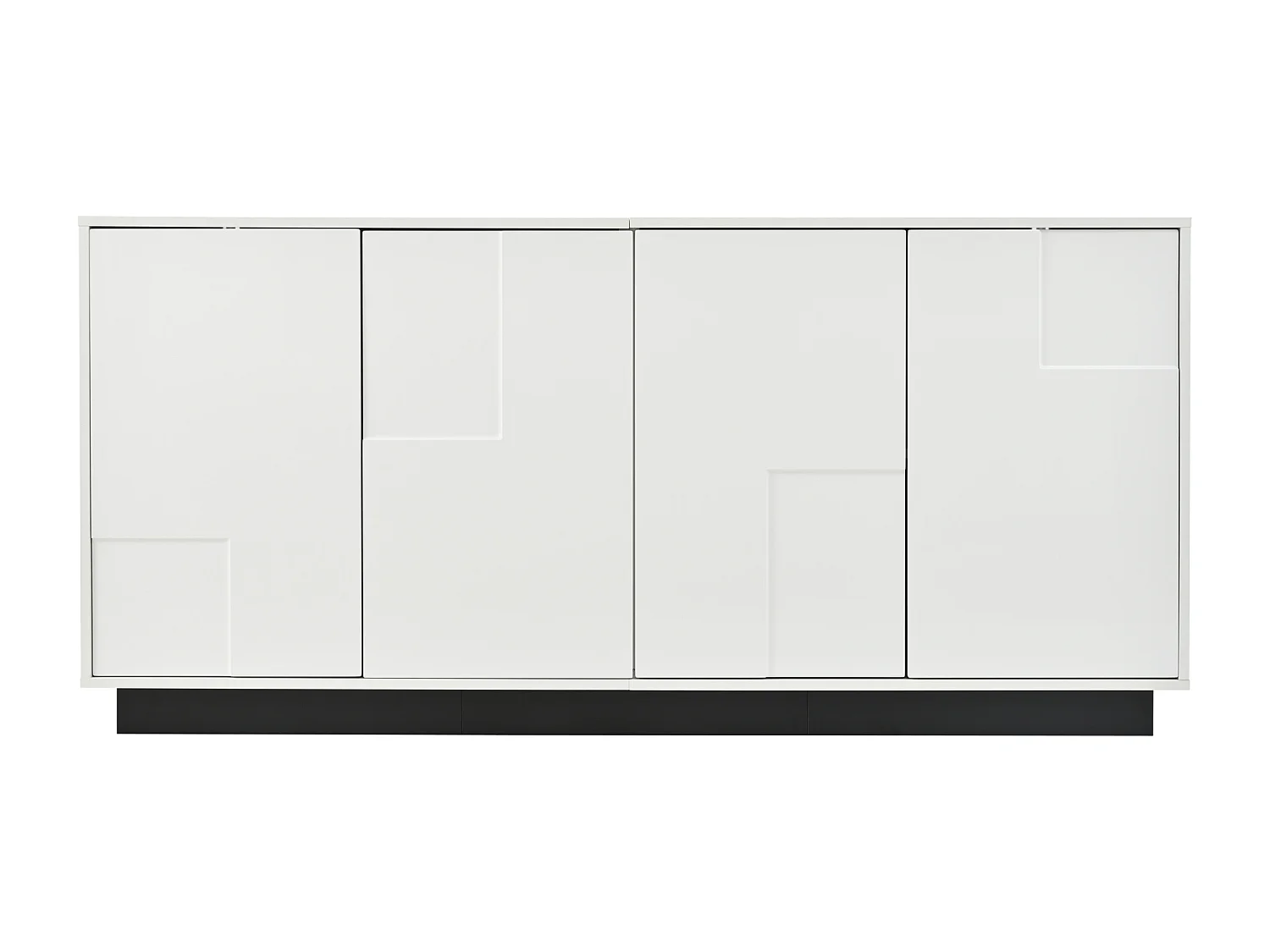 Credenza laccata lucida con 4 ante - Legno PB - Bianco e nero