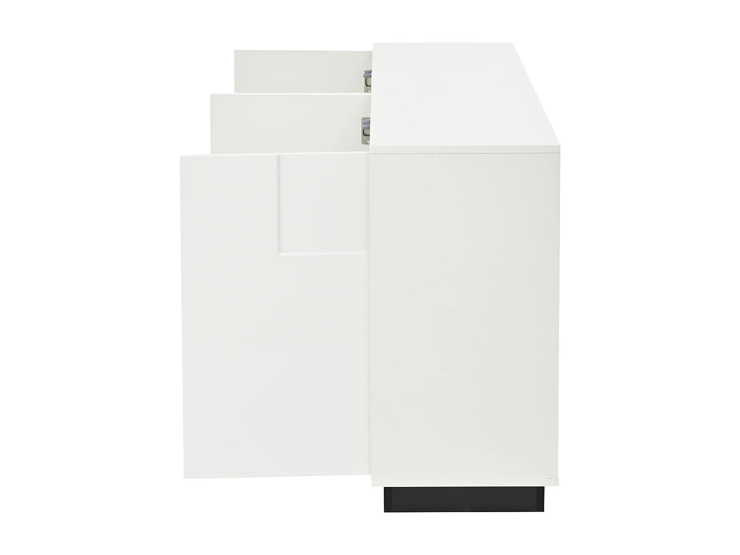 Credenza laccata lucida con 4 ante - Legno PB - Bianco e nero