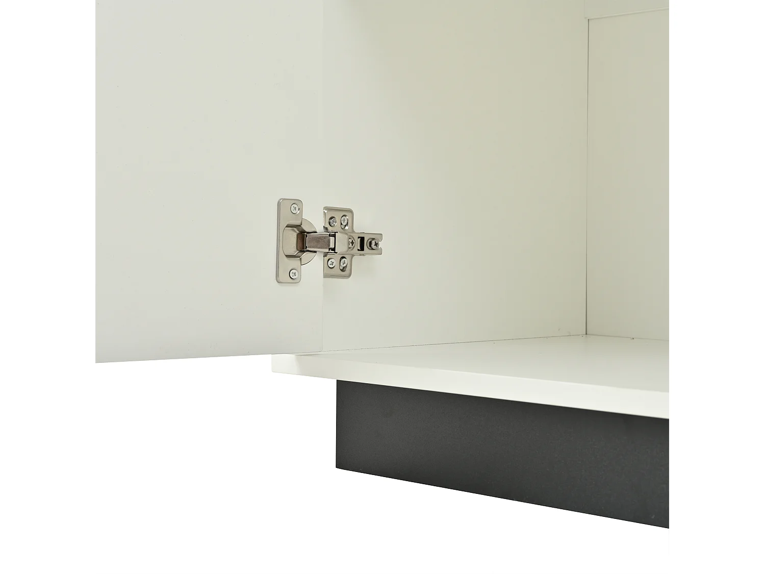 Credenza laccata lucida con 4 ante - Legno PB - Bianco e nero