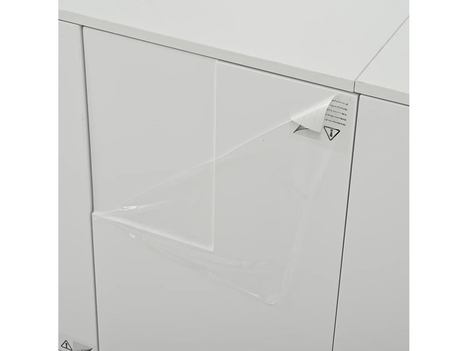Credenza laccata lucida con 4 ante - Legno PB - Bianco e nero