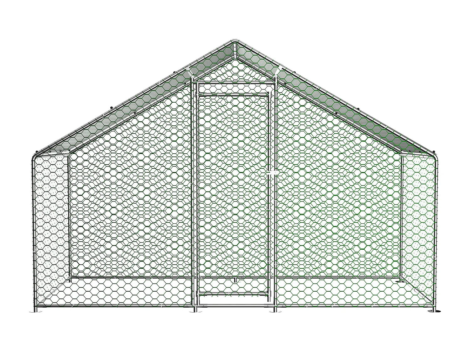 Metalen kippenhok met veiligheidsslot en waterdichte PE-hoes 3,03 x 1,57 x 2 m