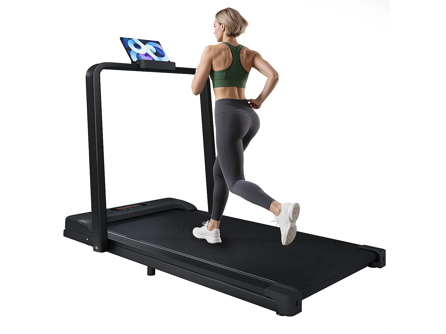 Laufband mit LED-Bildschirm, Bluetooth-Lautsprecher und Ständer – Schwarz