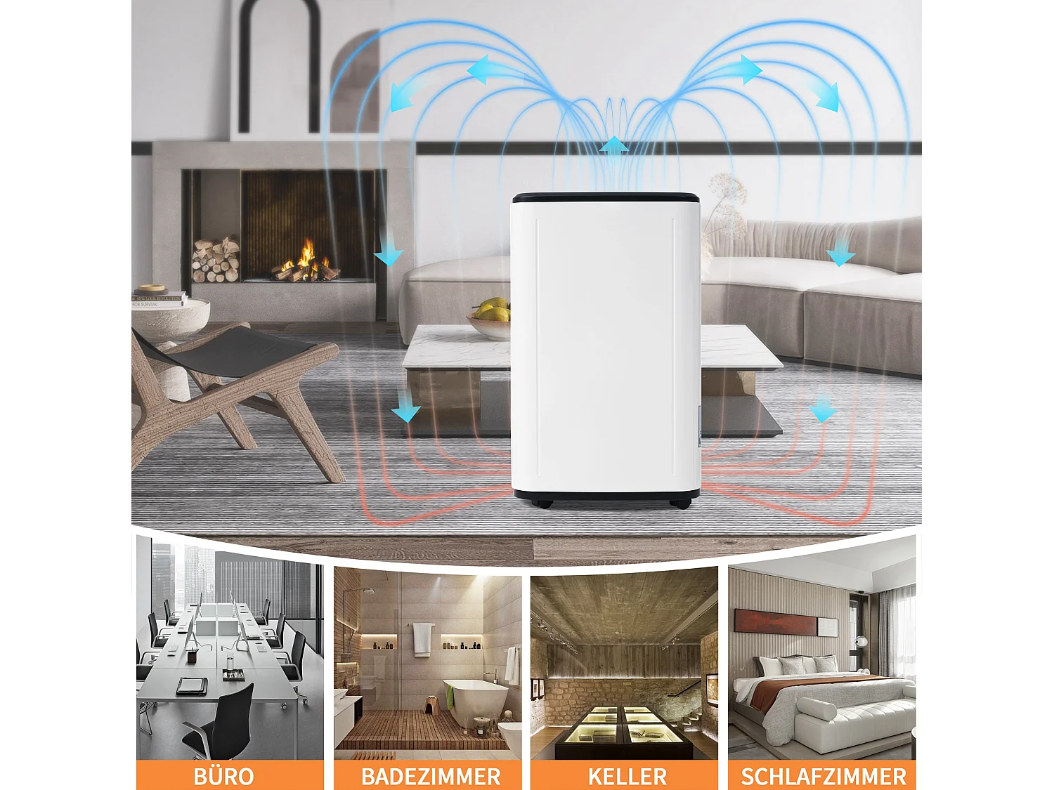 Deshumidificador de 25L con secadora - Pantalla LED - Blanco y negro