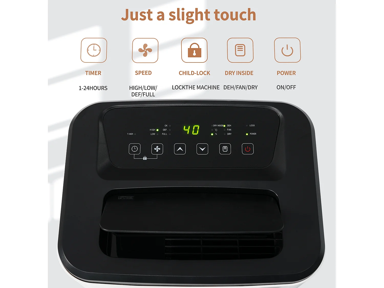 Deshumidificador de 25L con secadora - Pantalla LED - Blanco y negro