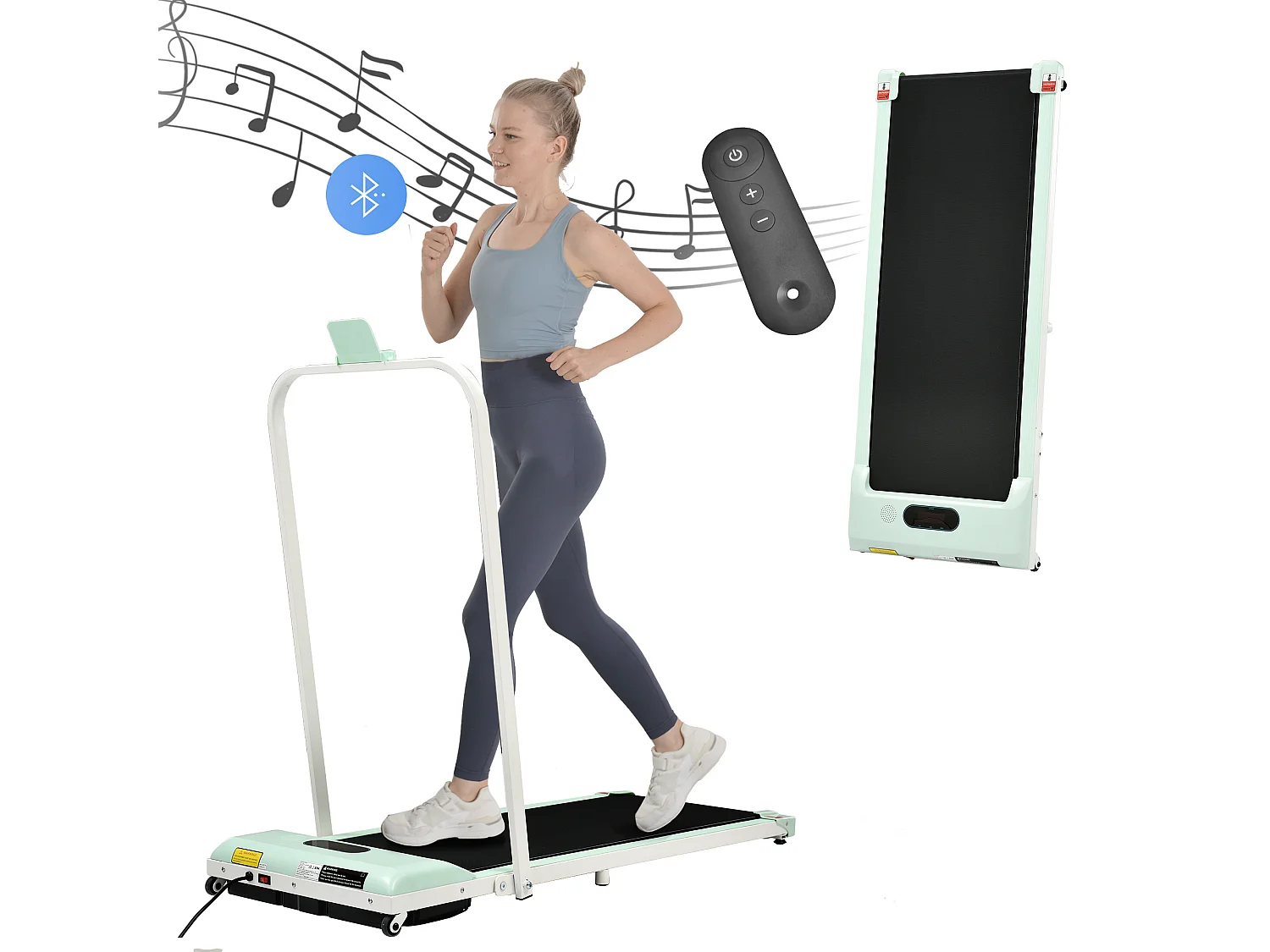 Loopband met led-scherm, bluetooth-luidspreker en standaard - Groen en zwart