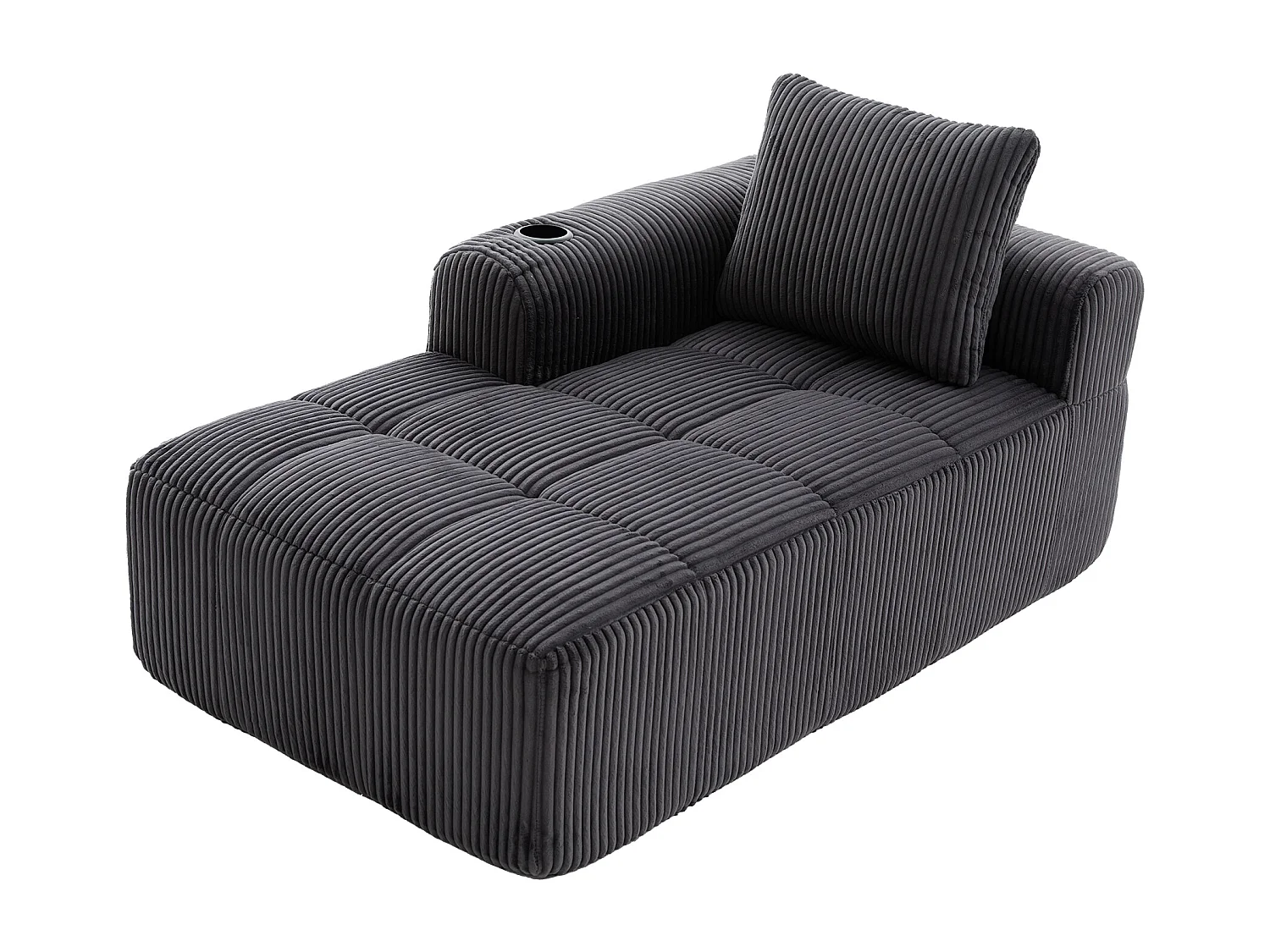 Relaxbank van corduroy met zijvak - Geen montage nodig - Donkergrijs