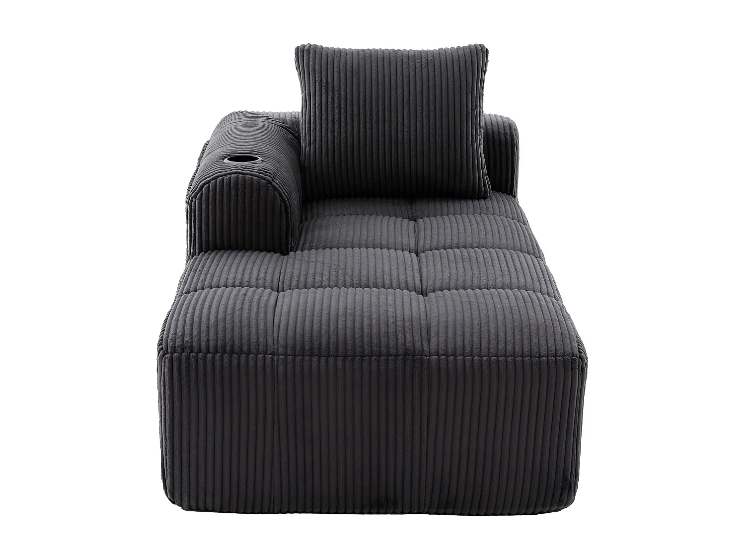 Relaxbank van corduroy met zijvak - Geen montage nodig - Donkergrijs