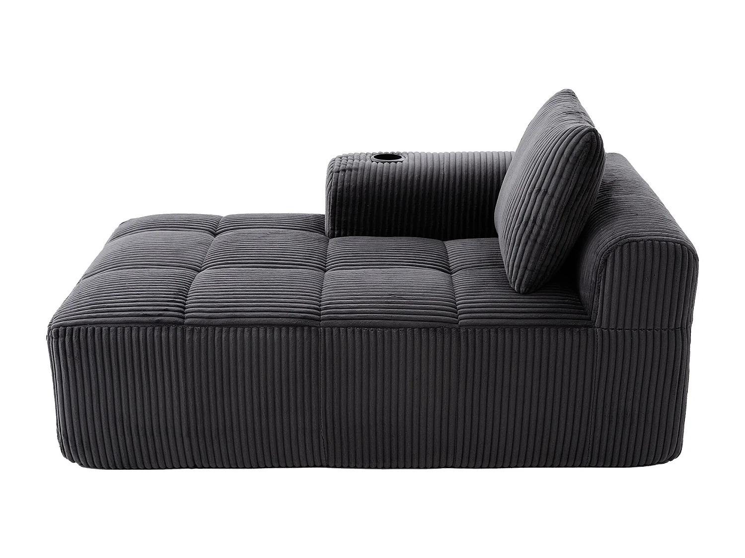 Relaxbank van corduroy met zijvak - Geen montage nodig - Donkergrijs