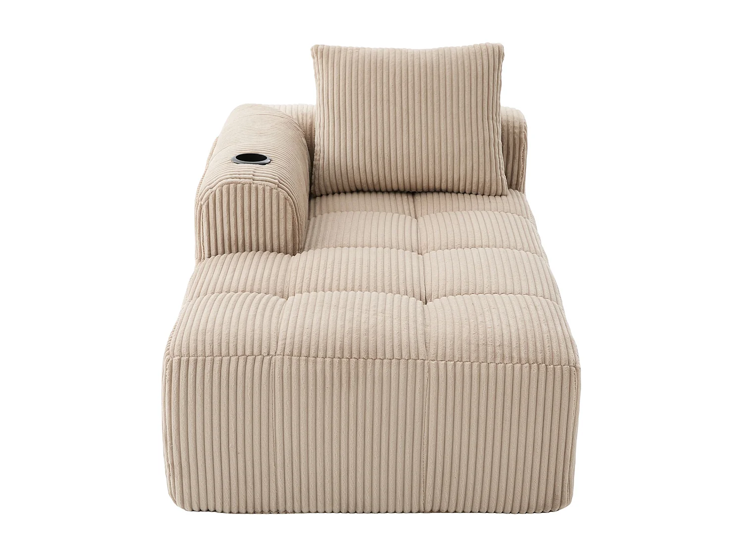 Relaxbank van corduroy met zijvak - Geen montage nodig - Khaki kleur