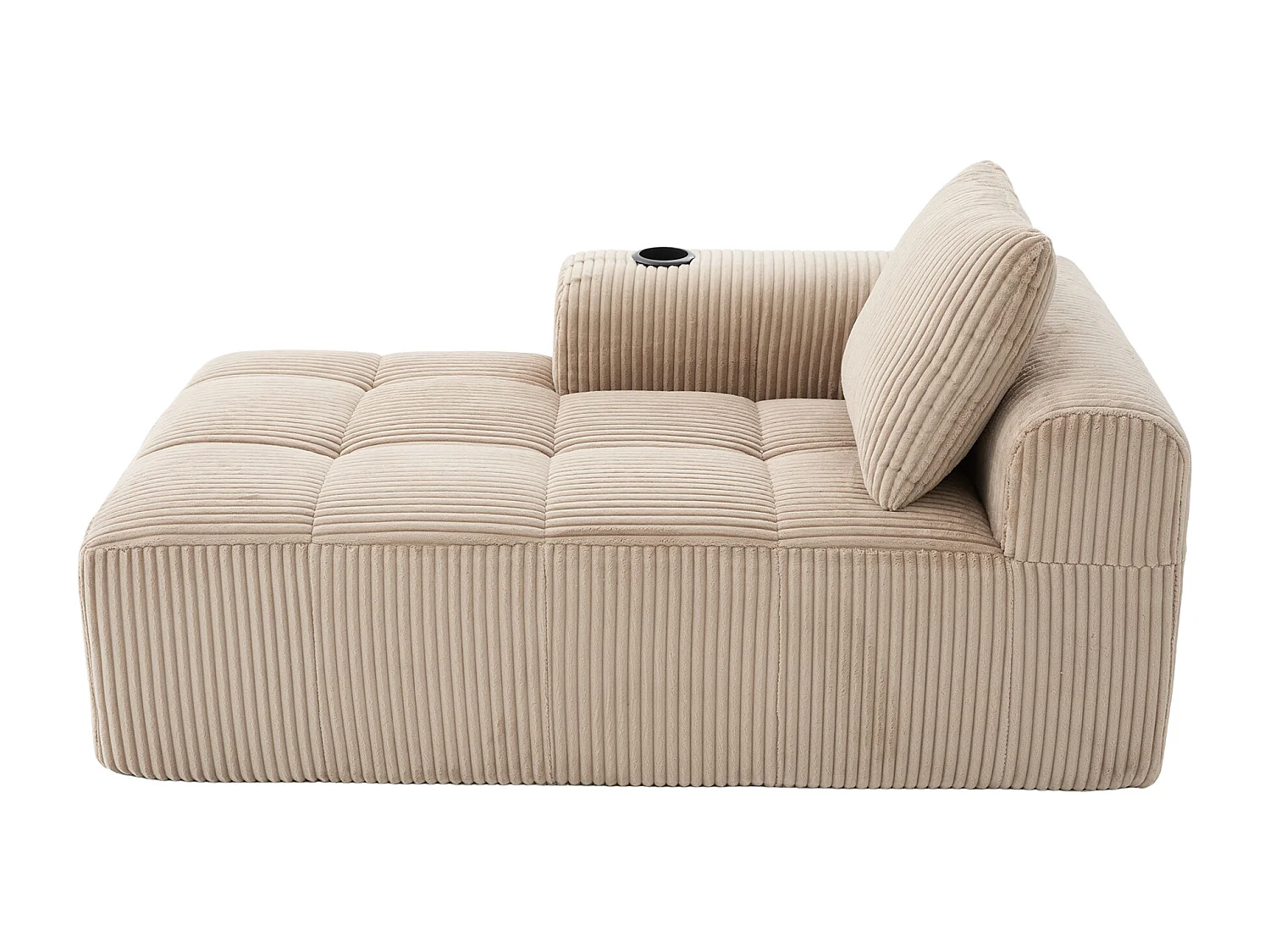 Relaxbank van corduroy met zijvak - Geen montage nodig - Khaki kleur