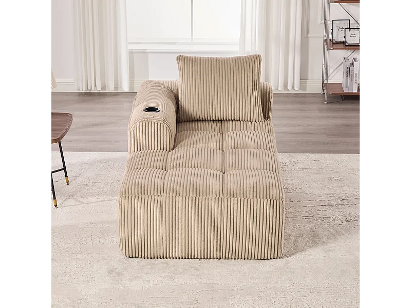 Relaxbank van corduroy met zijvak - Geen montage nodig - Khaki kleur