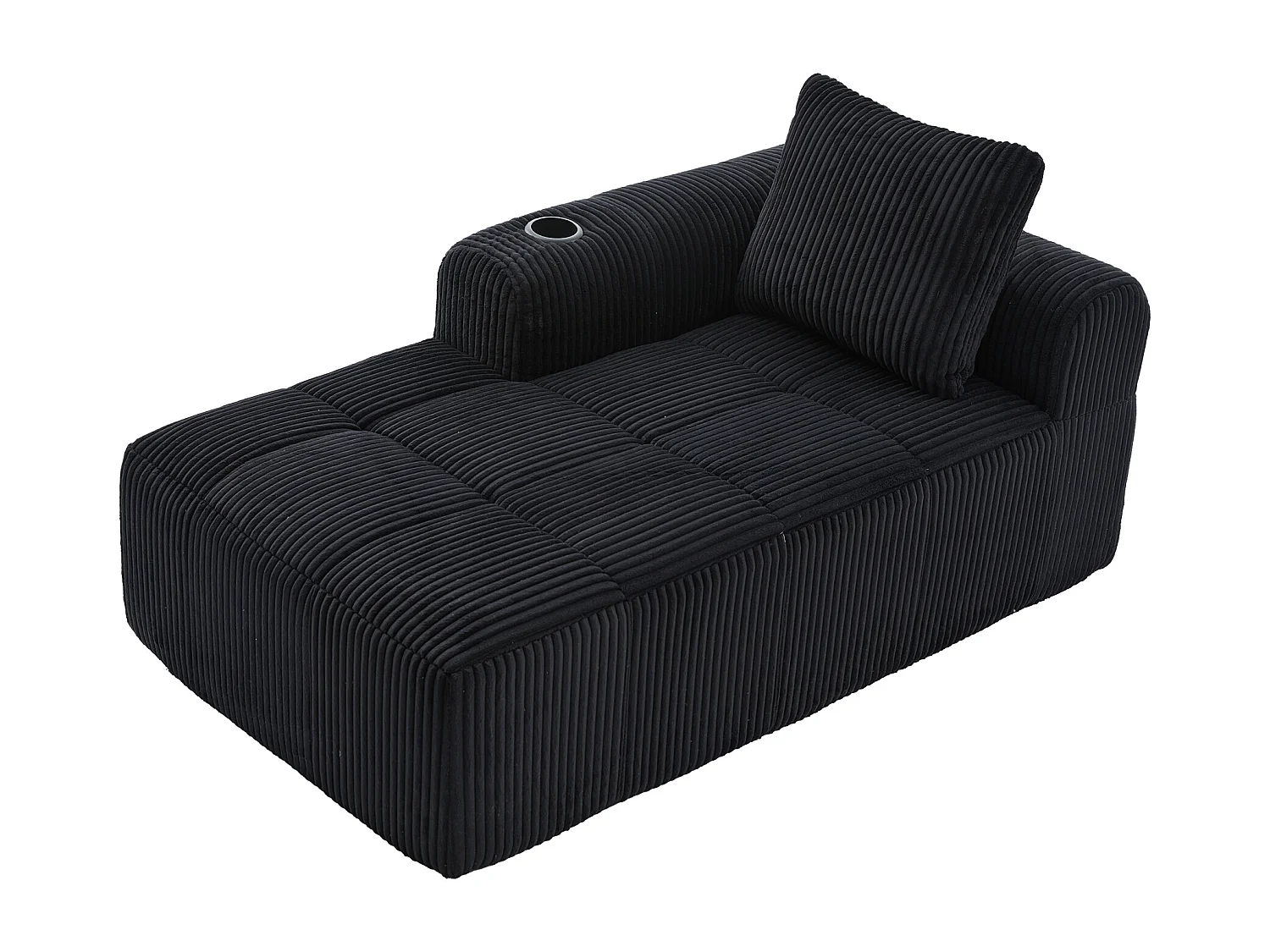 Ligbank van corduroy met zijvak - Geen montage nodig - Zwart
