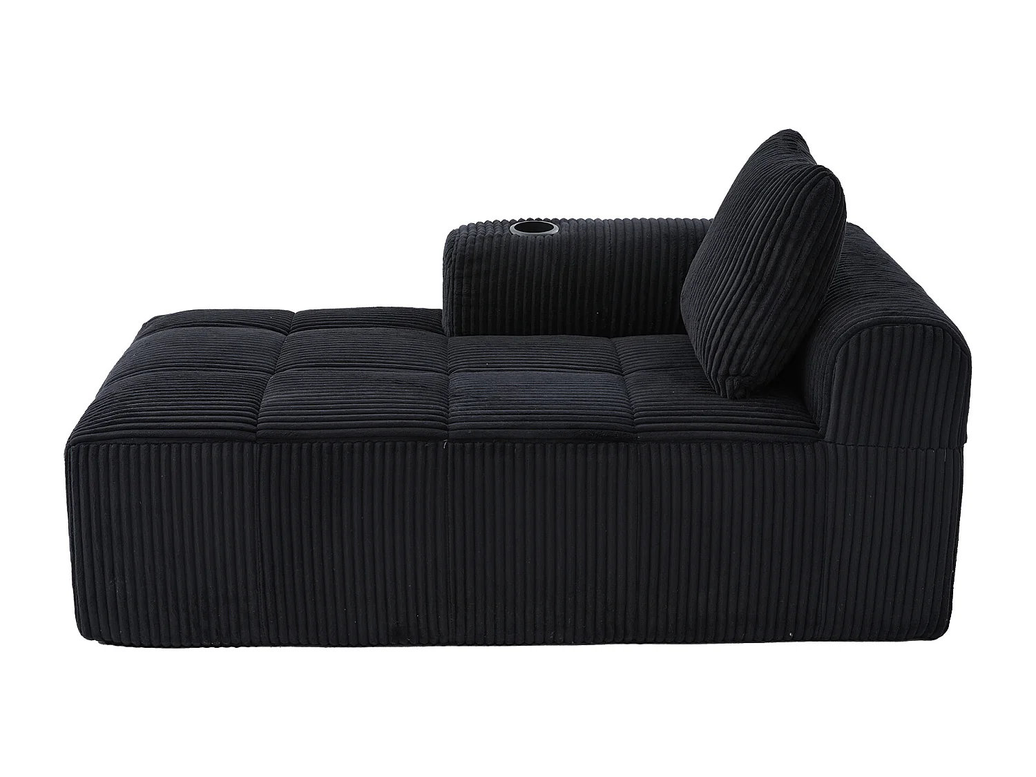 Ligbank van corduroy met zijvak - Geen montage nodig - Zwart
