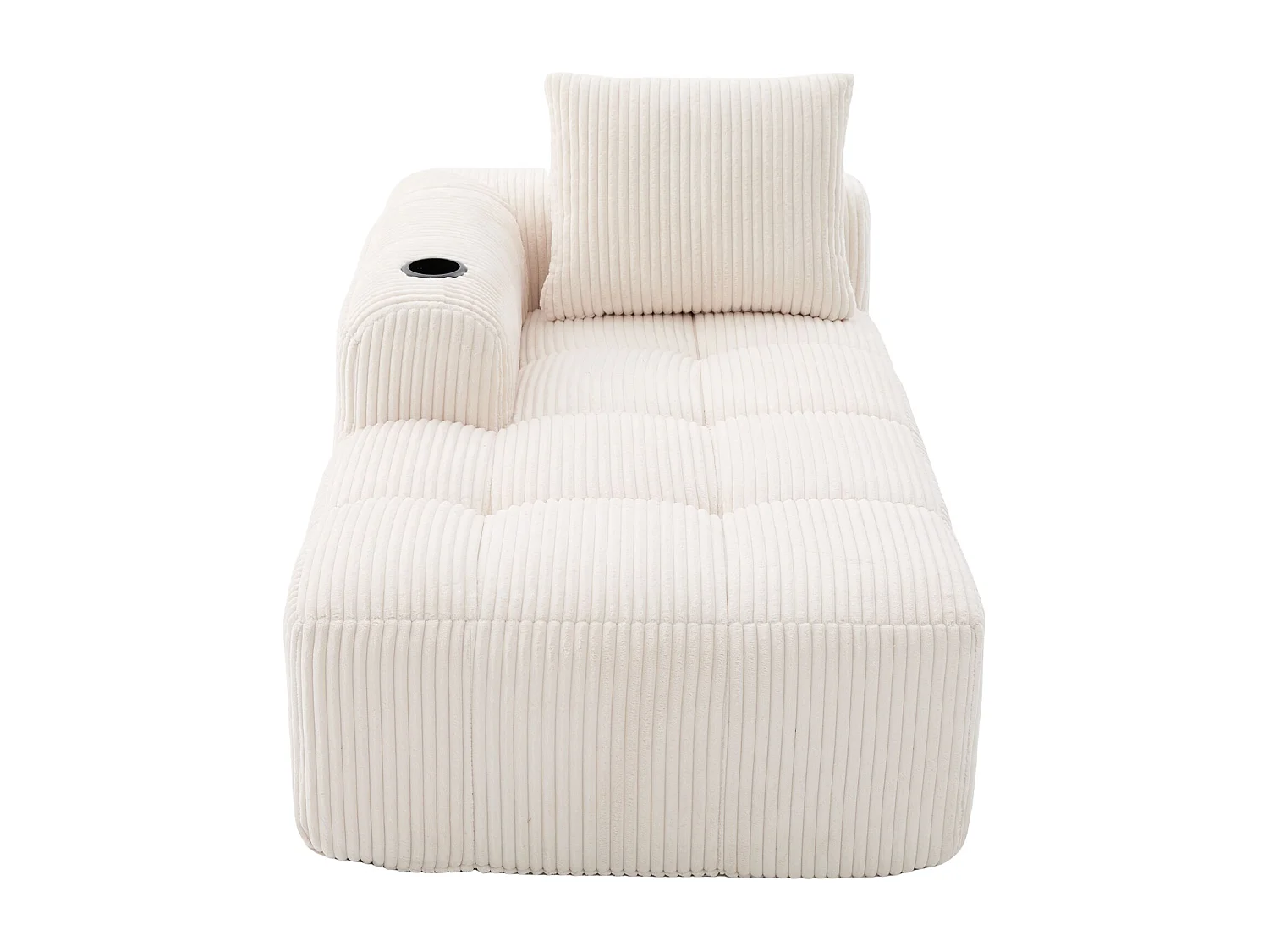 Relaxbank van corduroy met zijvak - Geen montage nodig - Beige