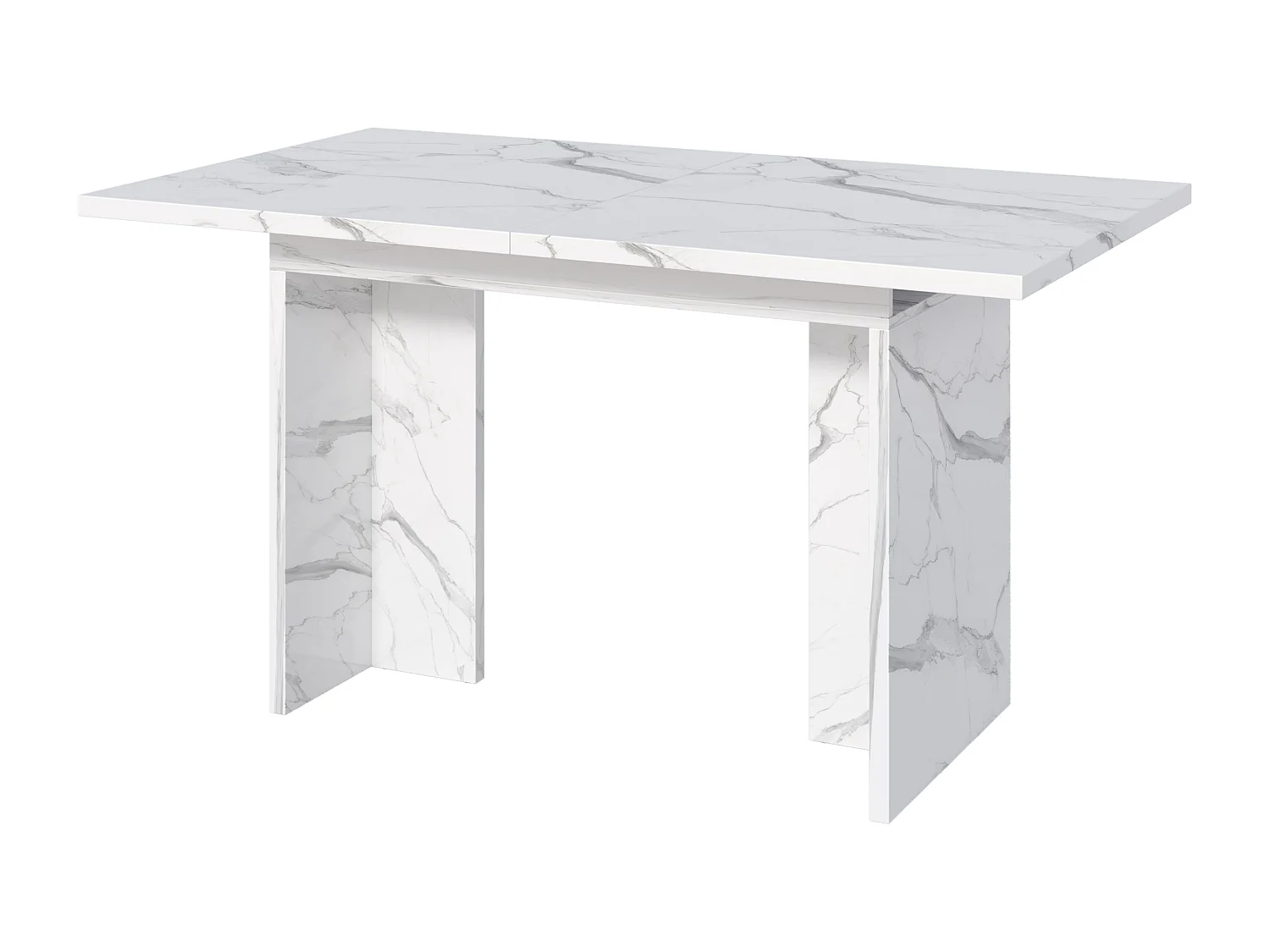 Table à manger extensible 140/180 x 80 cm pour 6 à 8 personnes - Effet marbre blanc