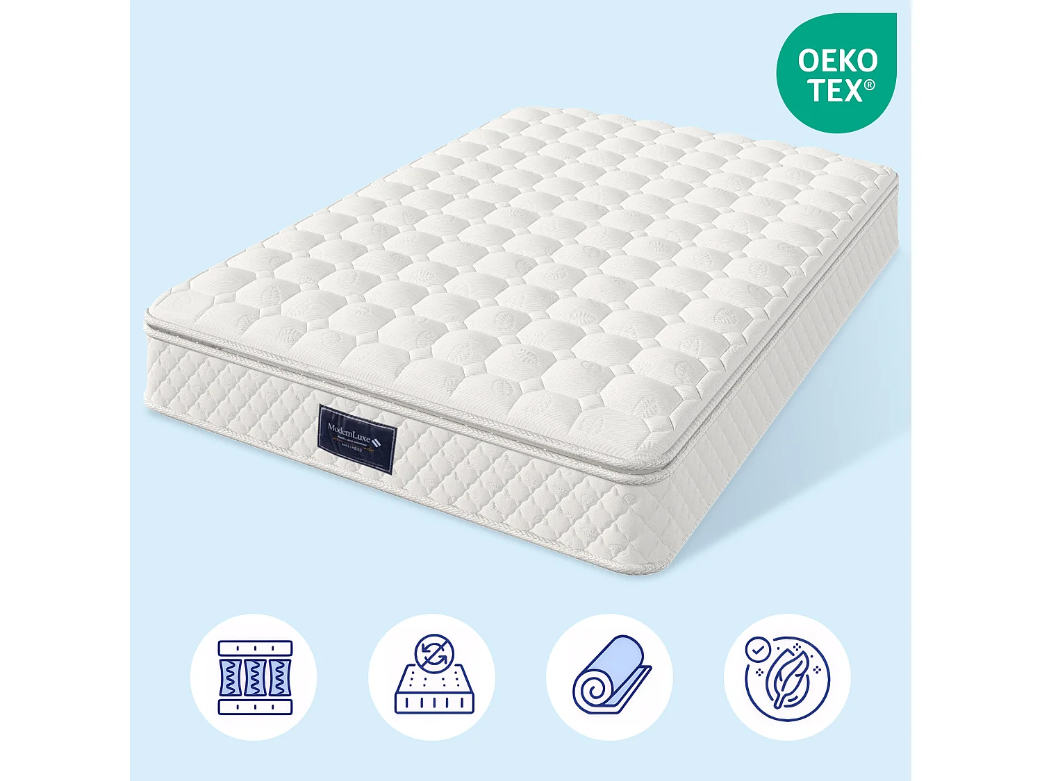 Pocketveringmatras van 140x200 cm – 7 comfortzones, koudschuim – Hardheid H3, Hoogte 25 cm