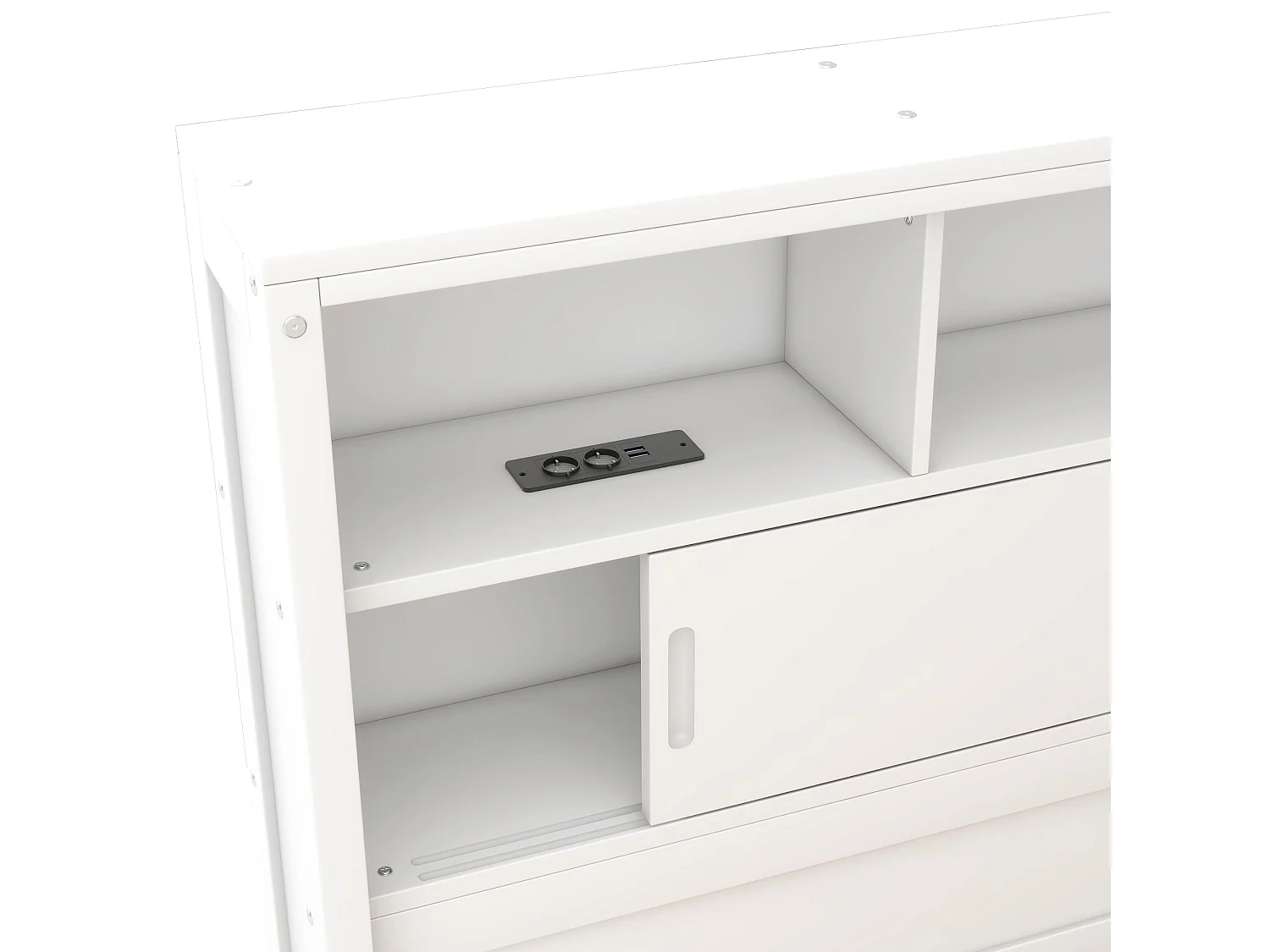 Divano letto 90x200cm con letto estraibile 90x190cm - contenitore e porta USB - Bianco