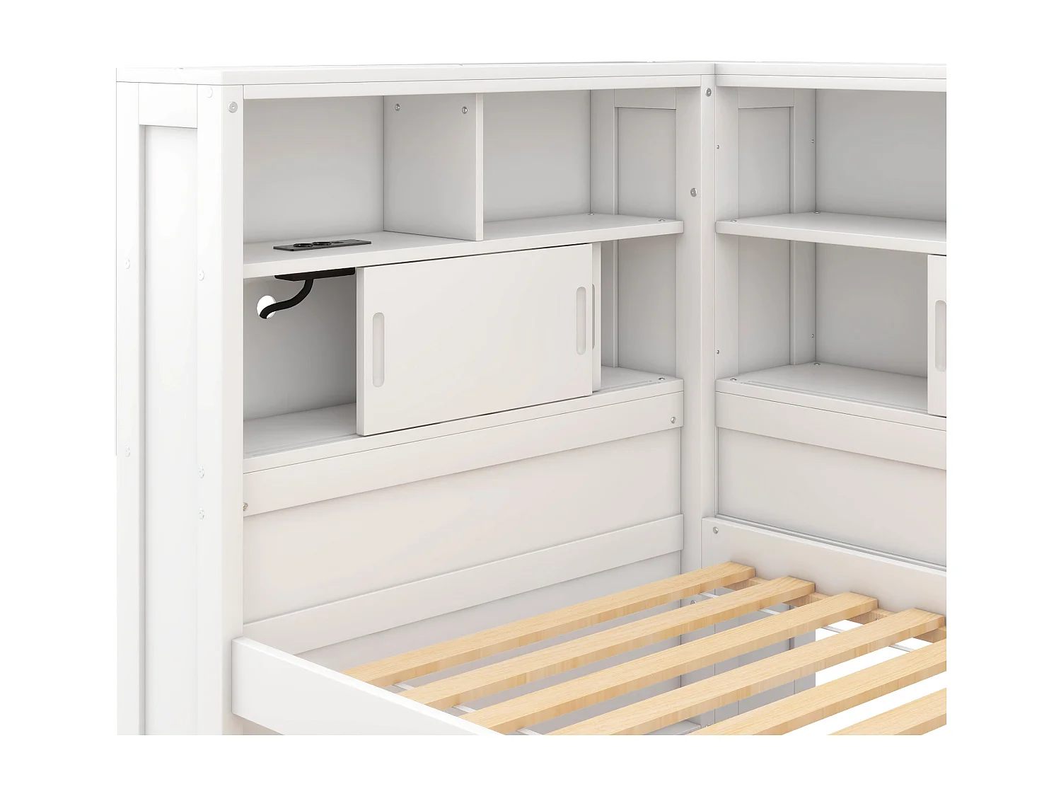 Divano letto 90x200cm con letto estraibile 90x190cm - contenitore e porta USB - Bianco