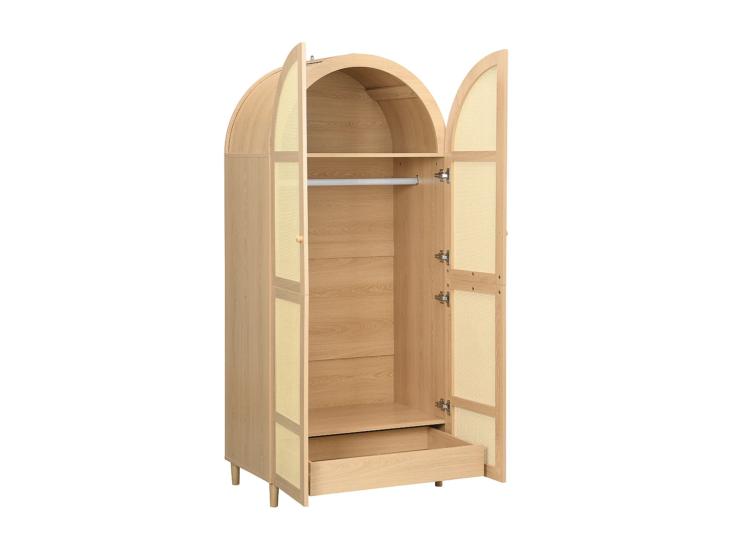 Armoire avec 2 portes , tringle et tiroir - Naturel clair 80x50x179cm