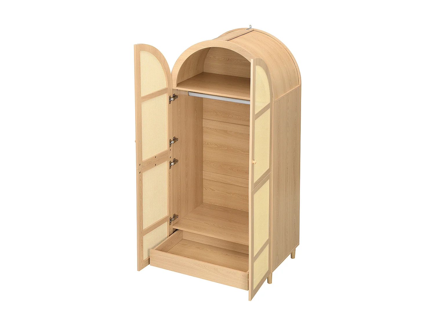 Armoire avec 2 portes , tringle et tiroir - Naturel clair 80x50x179cm