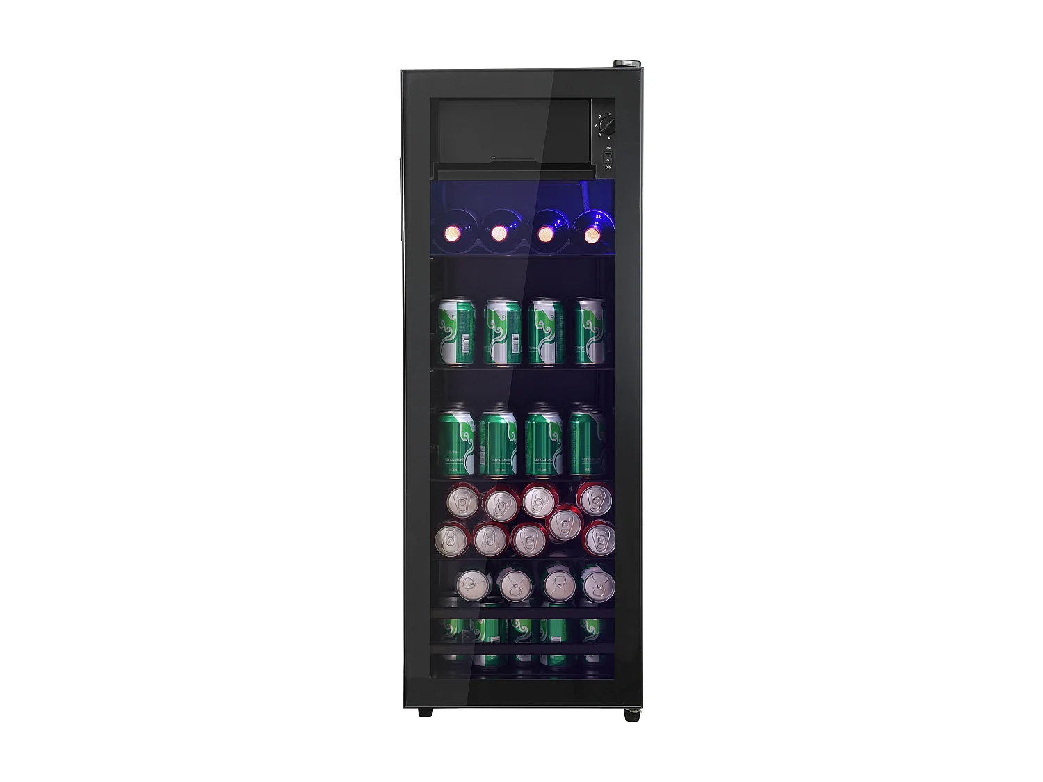 Mini-réfrigérateur de 128 L avec clayettes réglables et LED bleu - Noir