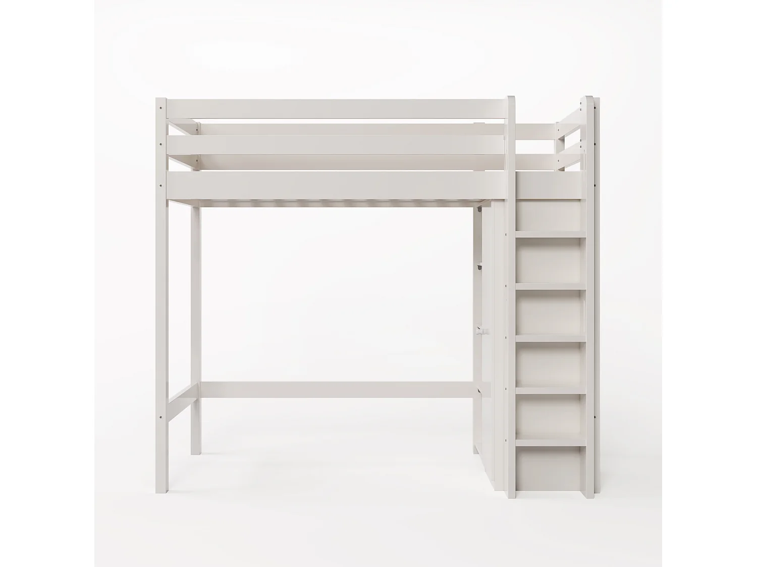 Lit mezzanine 90x200cm avec armoire et étagères - Lit en bois PB - Blanc