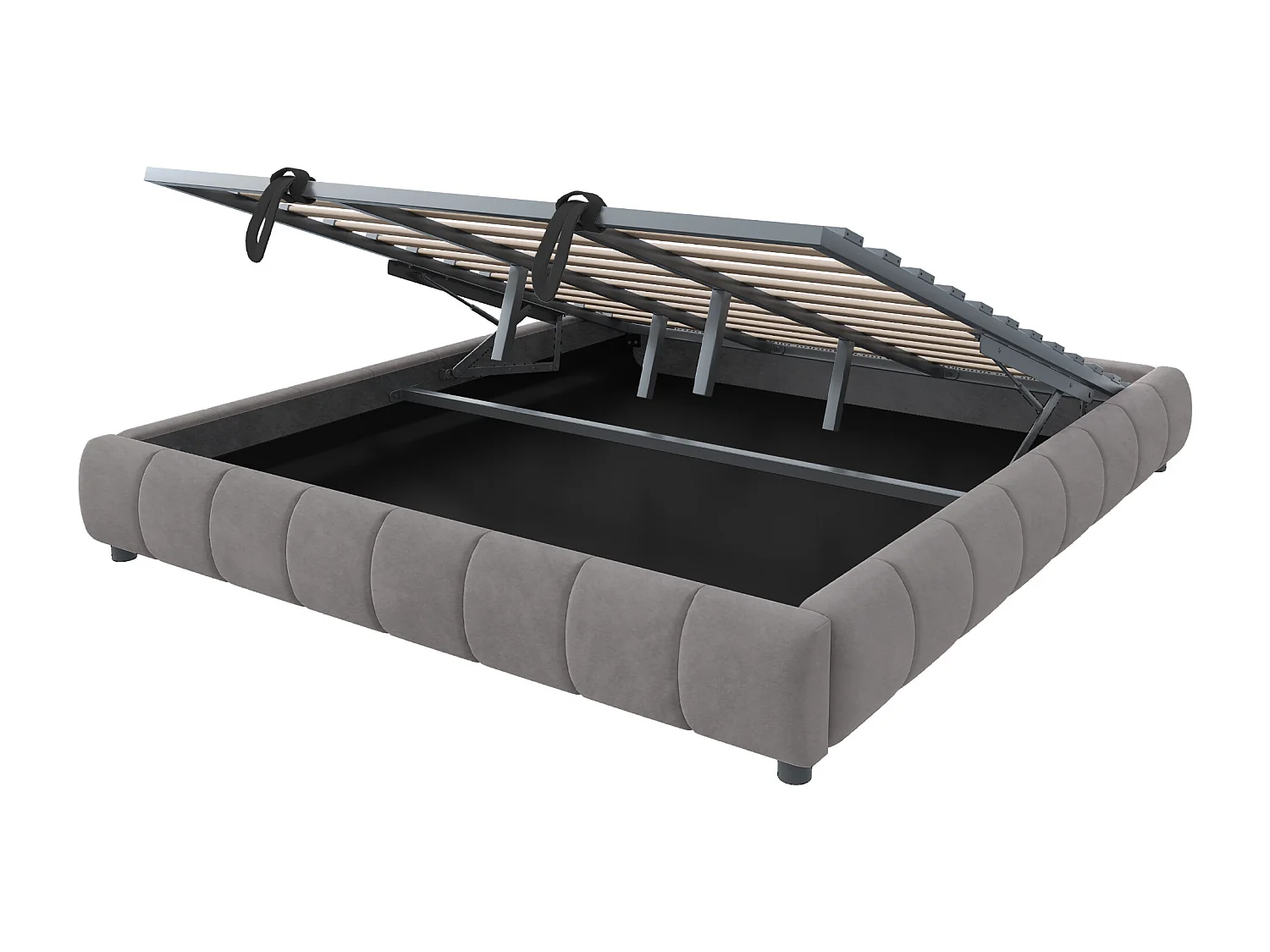 Cama doble canapé para adultos 180x200cm en franela con iluminación LED - Sin cabecero - Gris