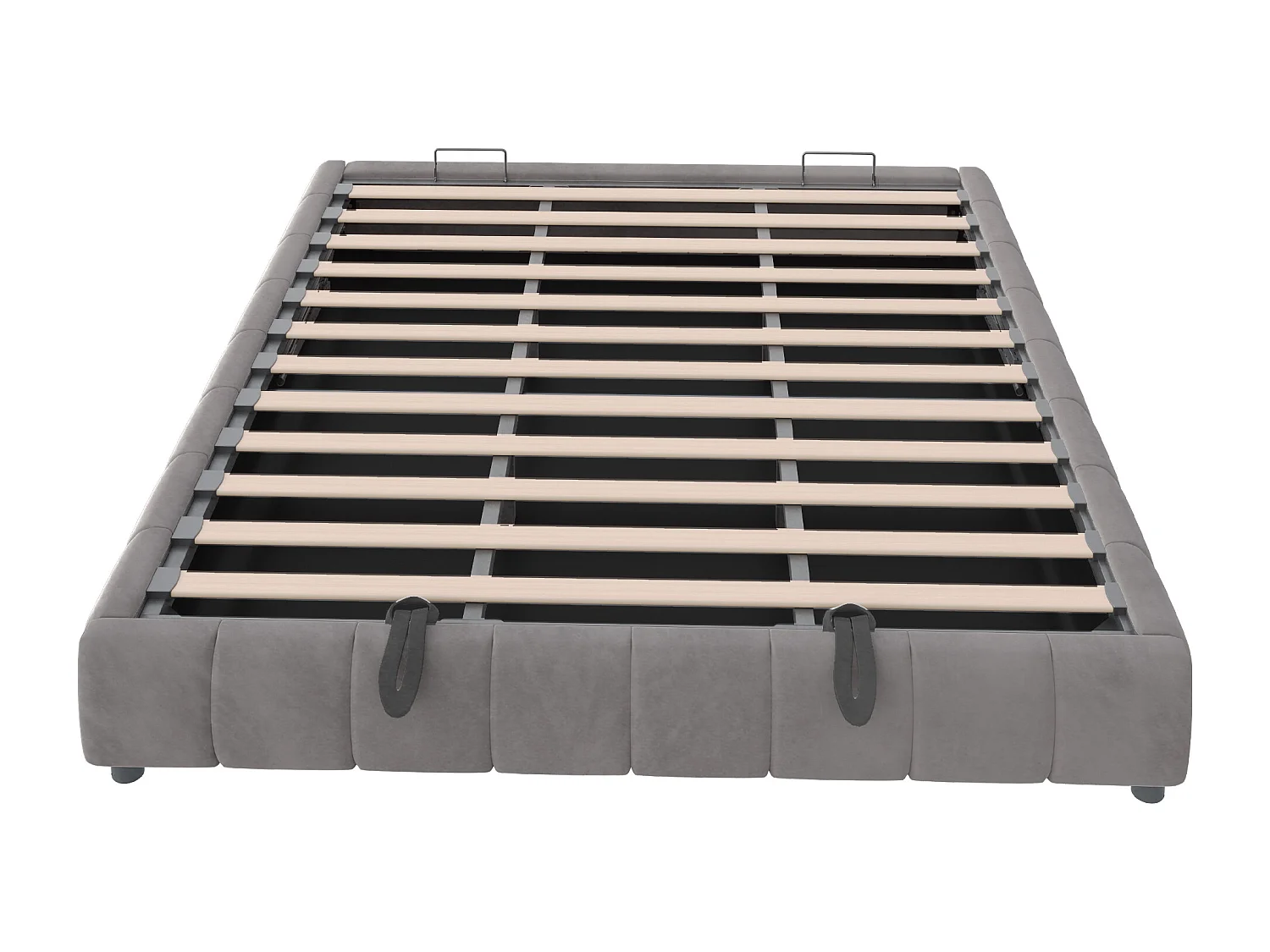 Cama doble canapé para adultos 180x200cm en franela con iluminación LED - Sin cabecero - Gris