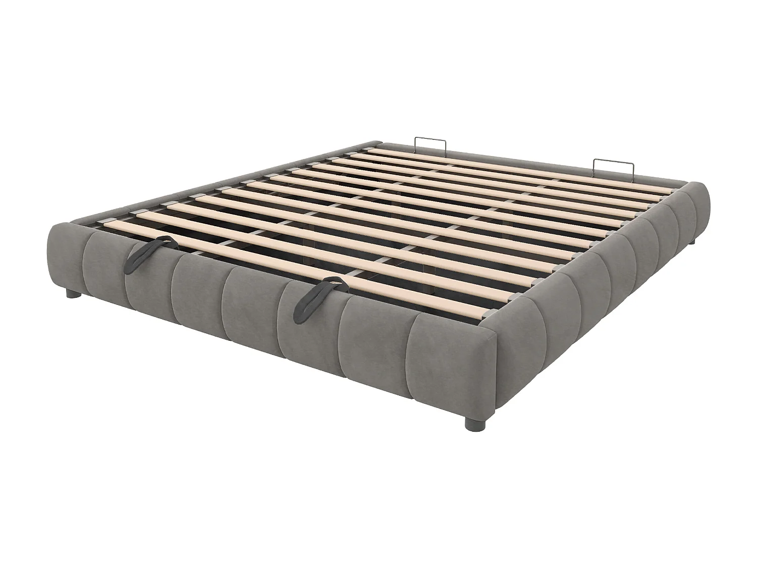 Cama doble canapé para adultos 180x200cm en franela con iluminación LED - Sin cabecero - Gris
