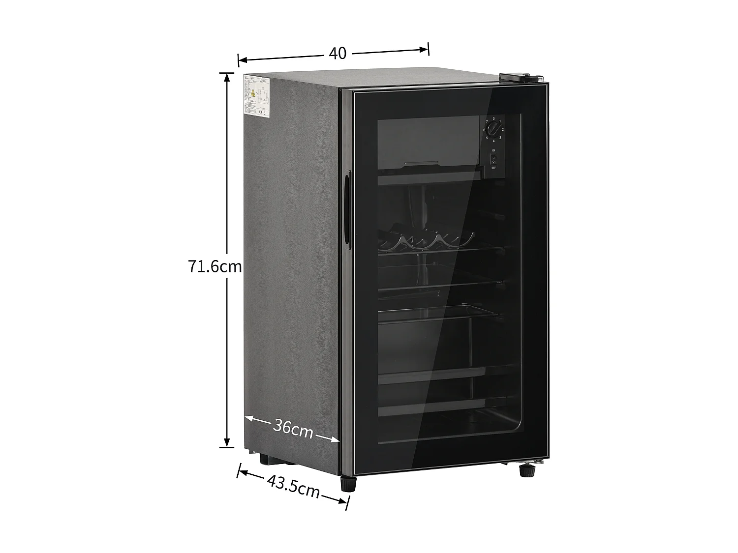 Réfrigérateur de 76 L avec LED - étagères réglables - Noir