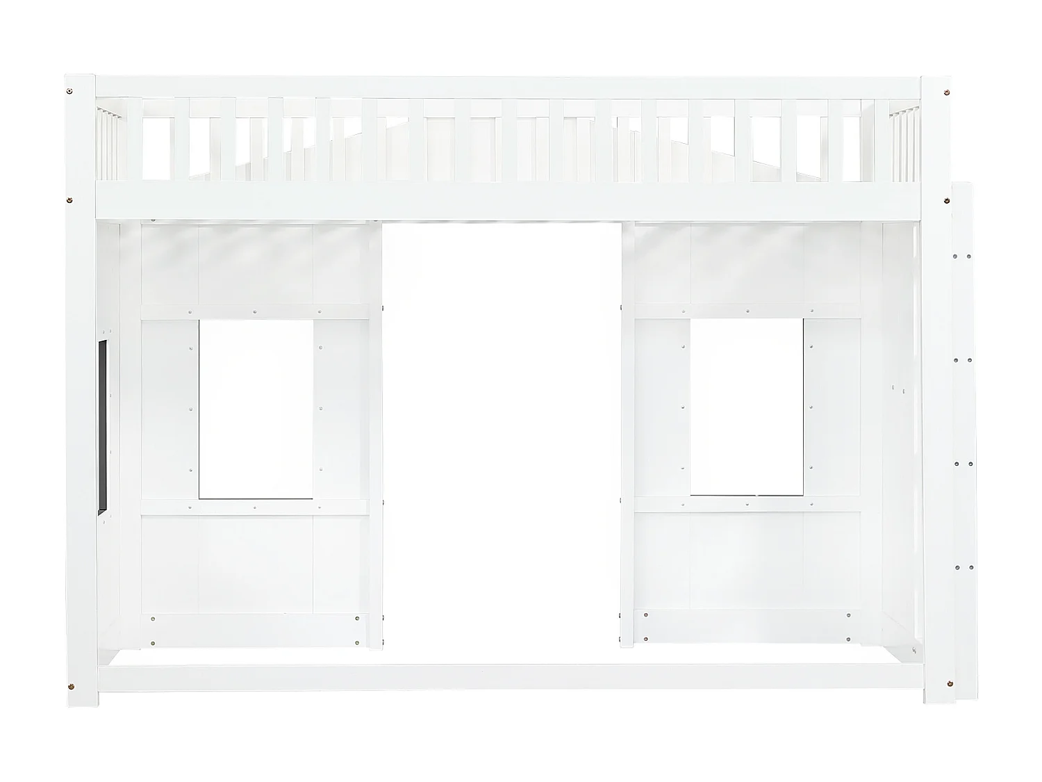 Cama alta de 90x200cm en madera de pino y MDF - Cama infantil con ventana - Color blanco