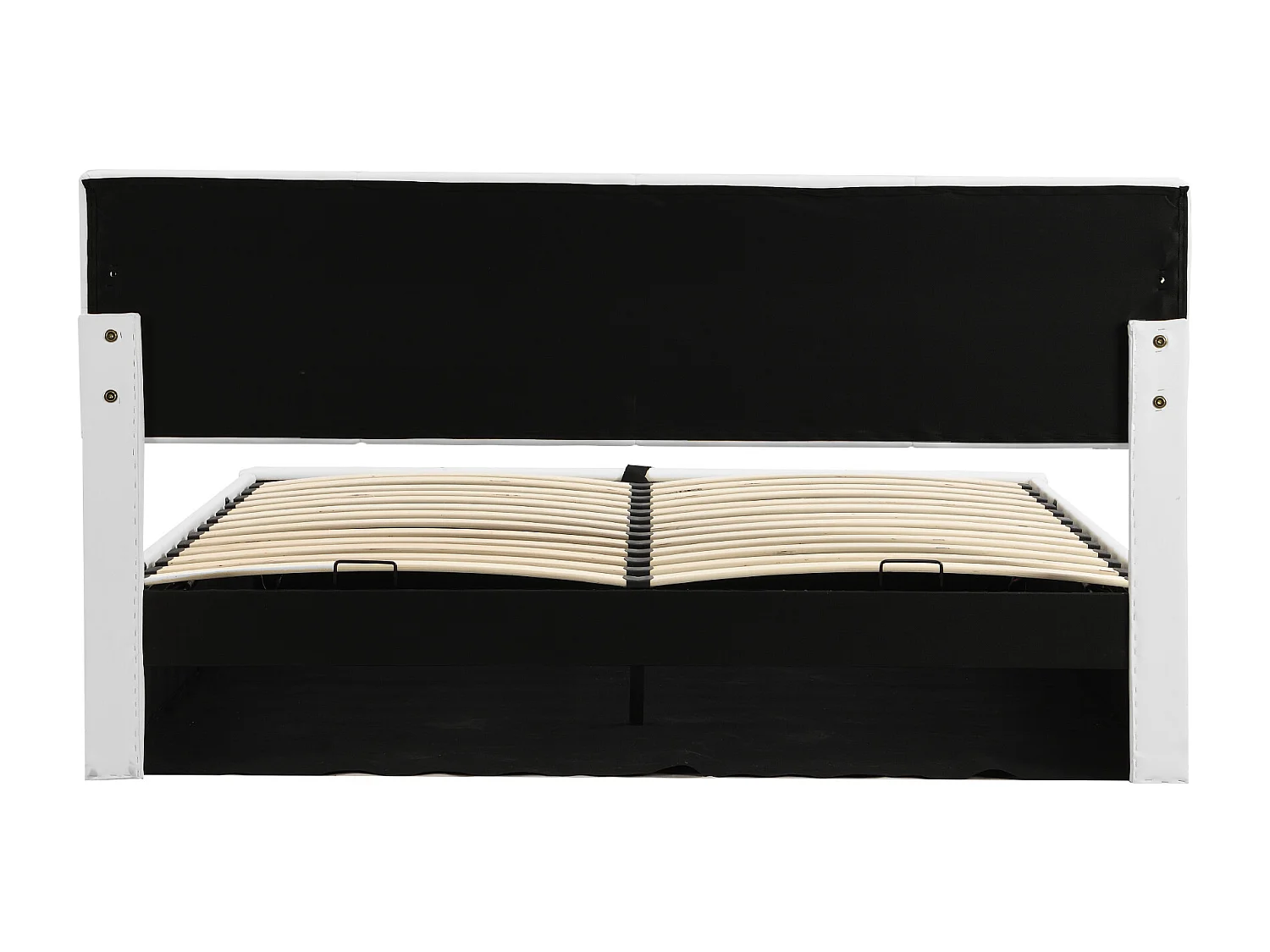 Lit coffre double adulte 180x200cm avec LED - Tête de lit réglable - Simili cuir PU blanc