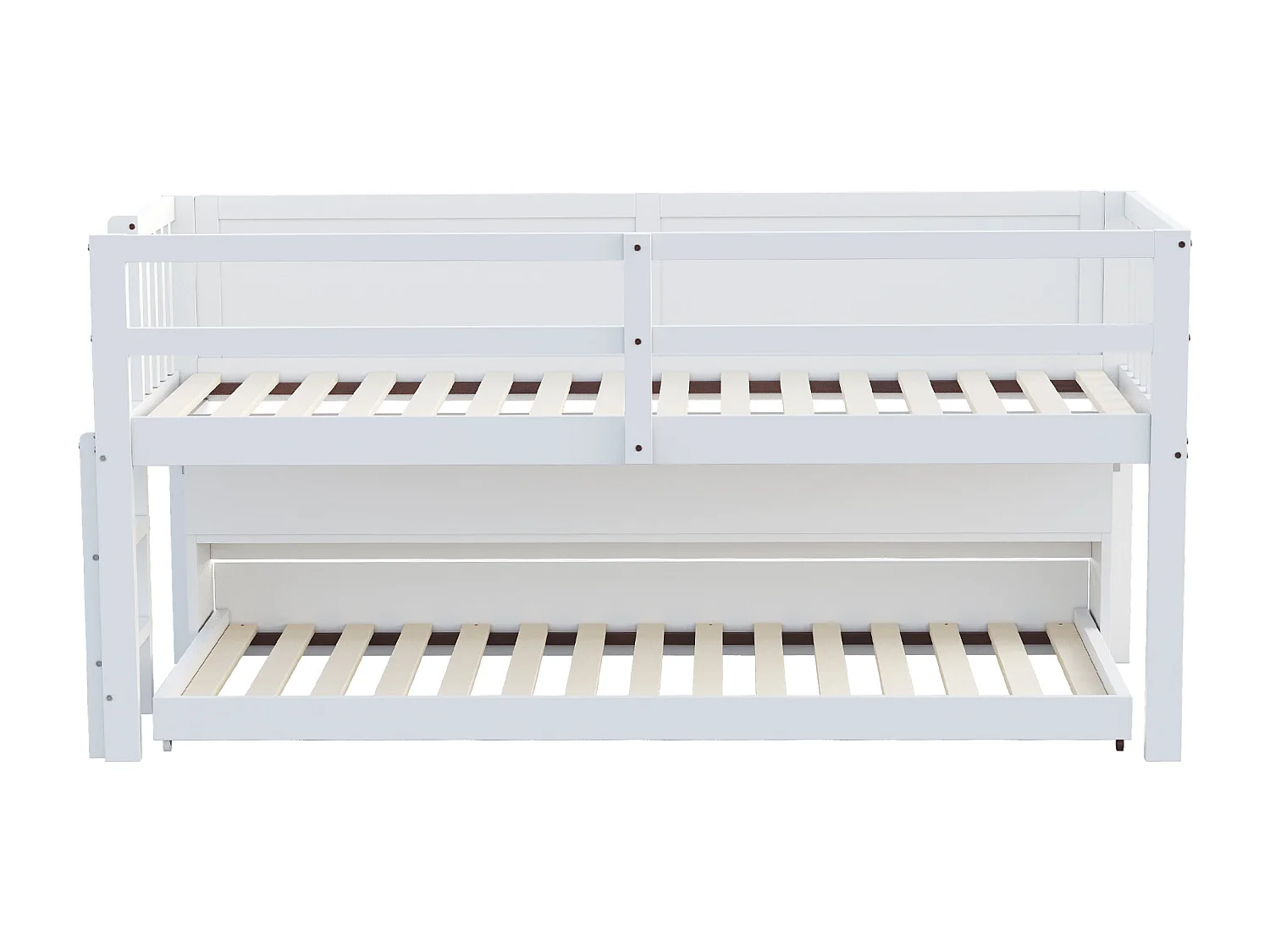 Letto per bambini a mezza altezza 90x200cm con letto estraibile 90x190cm - Contenitore e lavagna - Bianco