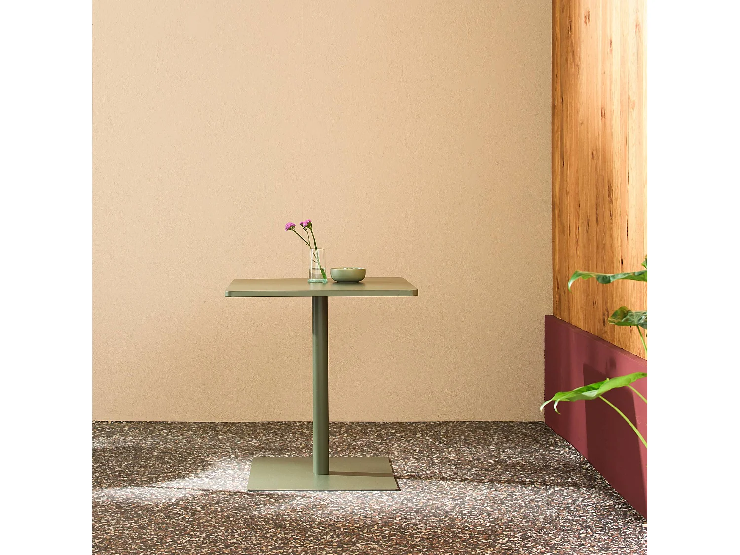 Table de jardin bistrot carré acier 2 places 70 cm kaki - Orea