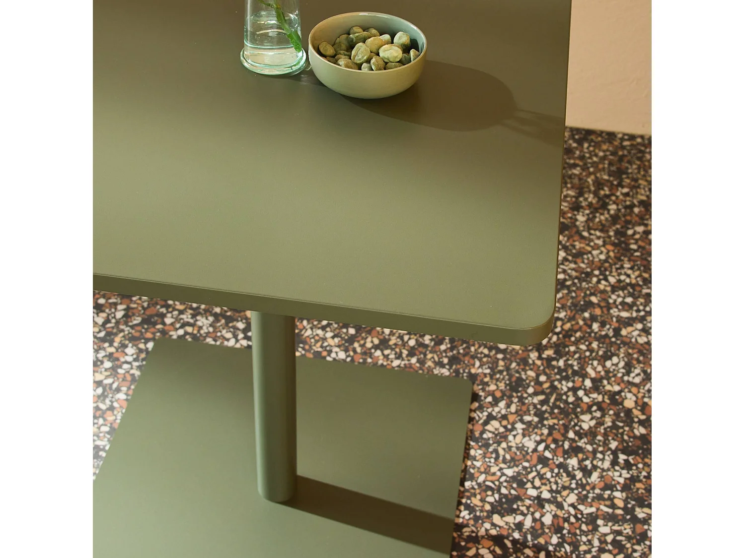 Table de jardin bistrot carré acier 2 places 70 cm kaki - Orea