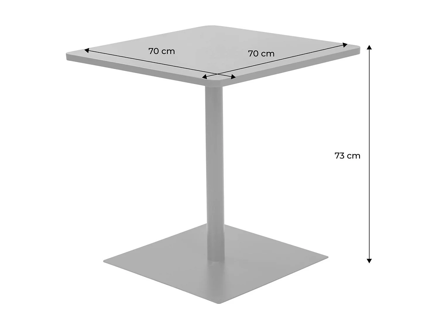 Table de jardin bistrot carré acier 2 places 70 cm anthracite - Orea