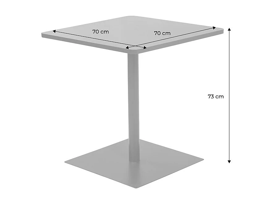 Table de jardin bistrot carré acier 2 places 70 cm anthracite - Orea