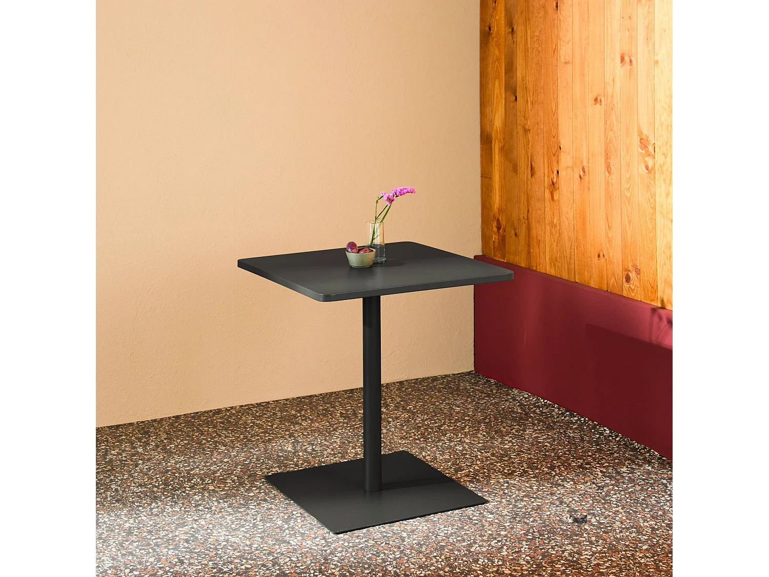Table de jardin bistrot carré acier 2 places 70 cm anthracite - Orea