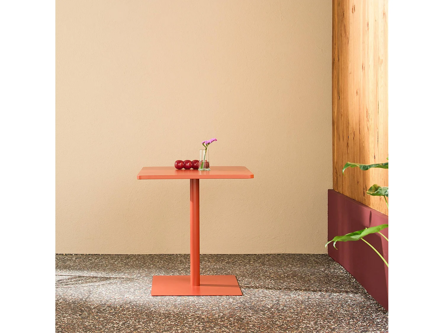 Table de jardin bistrot carré acier 2 places 70 cm terracotta - Orea