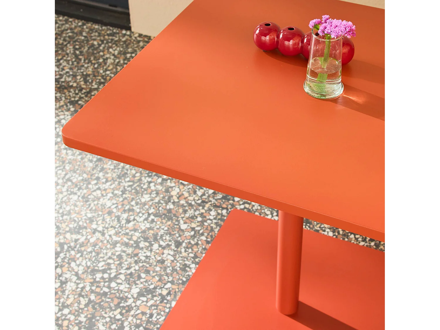 Table de jardin bistrot carré acier 2 places 70 cm terracotta - Orea