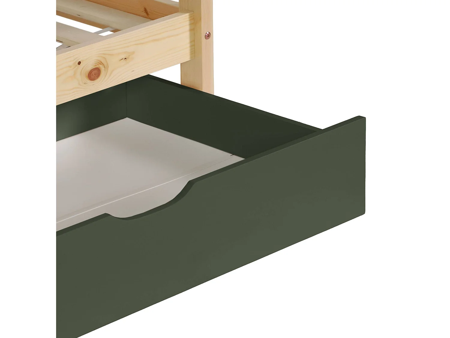 Cama infantil 190cm litera cabaña pino natural somier de láminas y