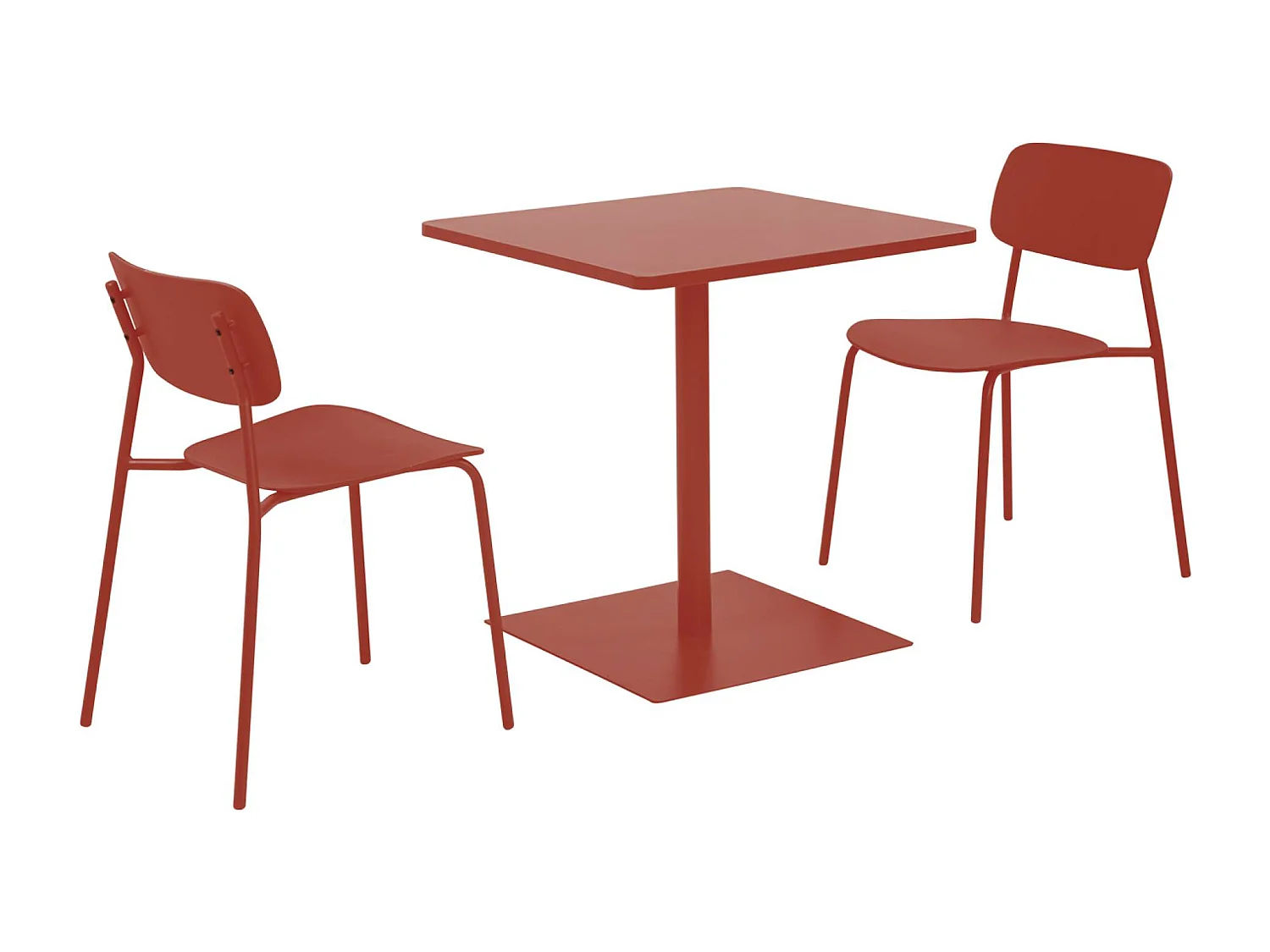 Table de jardin bistrot carré acier + 2 assises 70 cm terracotta - Orea + Liva