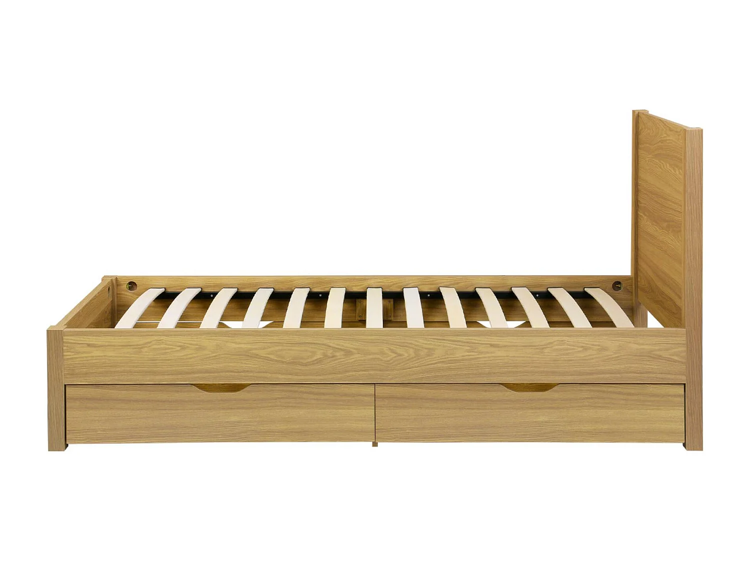 Letto con rete a doghe e testiera 90x190cm + 4 cassetti, marrone