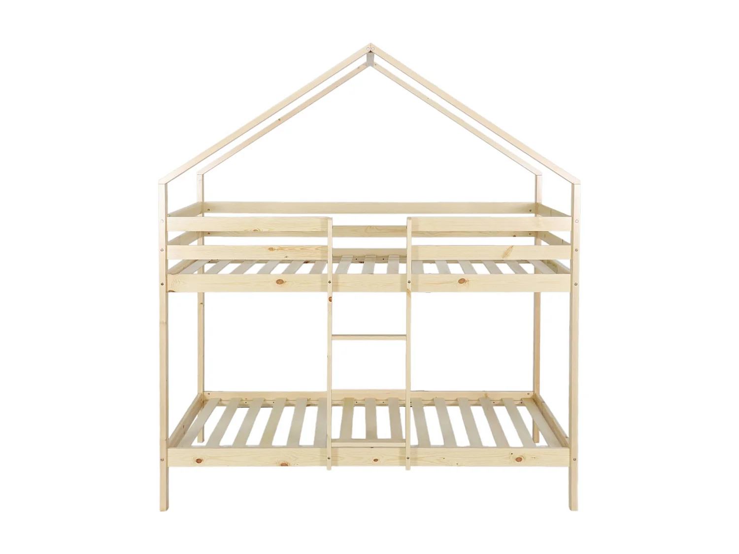 Litera infantil cabaña de pino natural, 90cm natural