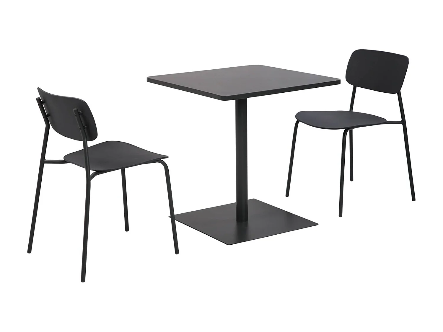 Set tavolo da giardino bistrot quadrato in acciaio con 2 sedie,